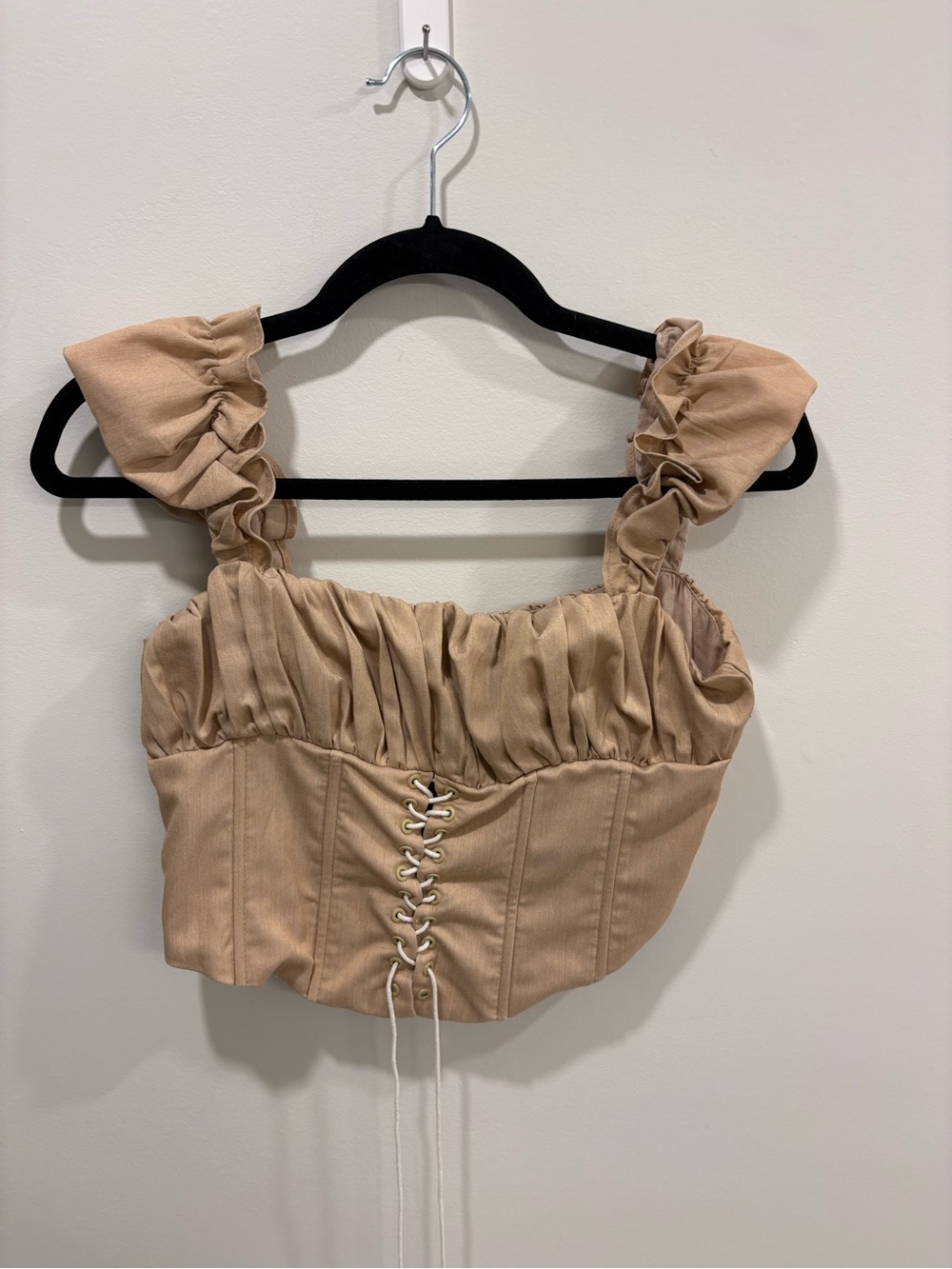 Princess Polly Beige Ruffle Corset Crop Top